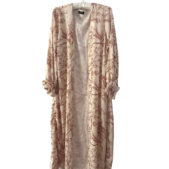 Cover up beach pool resort wear lightweight long sleeve stunning floral print - Picture 2 of 6